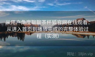 从用户角度聊聊茶杯狐官网在线观看：从进入首页到播放完成的完整体验过程（实测）
