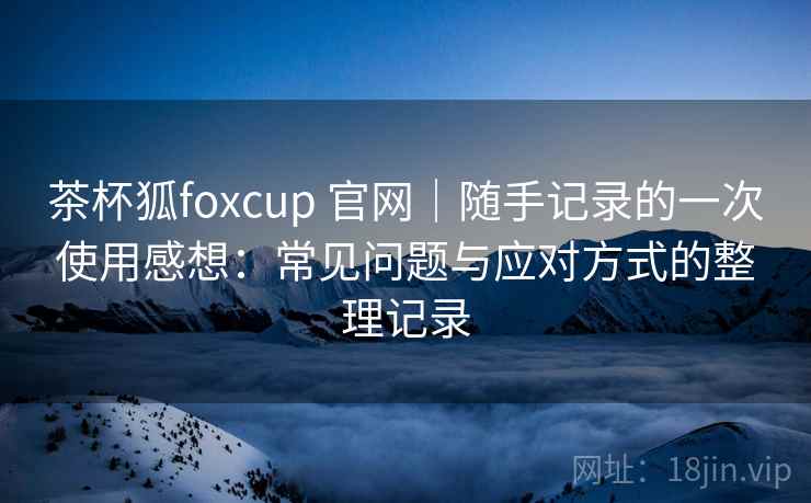 茶杯狐foxcup 官网｜随手记录的一次使用感想：常见问题与应对方式的整理记录